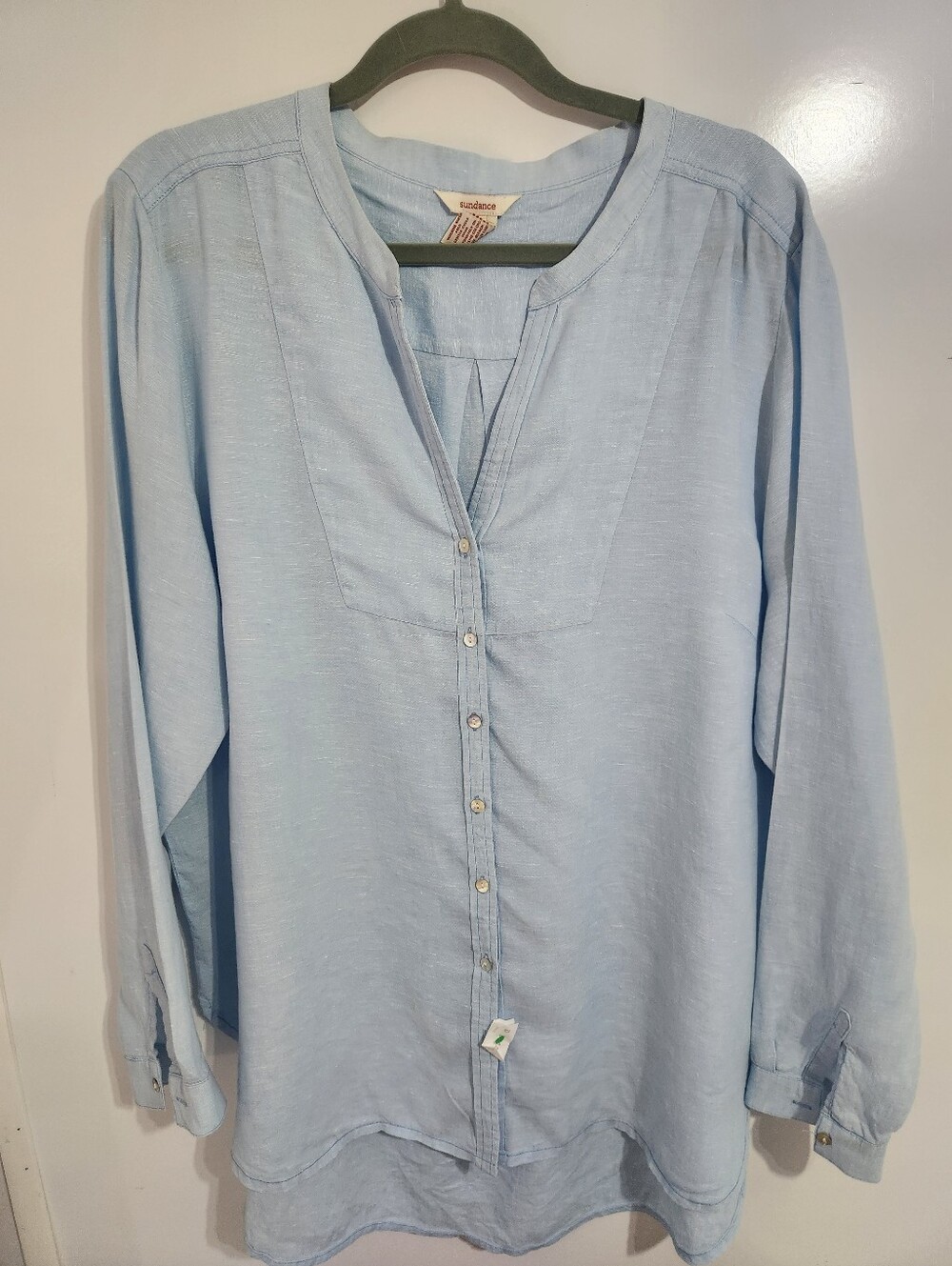 Sundance Light Blue Linen Button-Front Tunic, Size XL